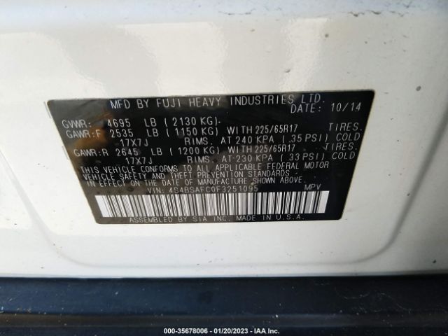 4S4BSAFC0F3251095 Subaru Outback 2.5i Premium