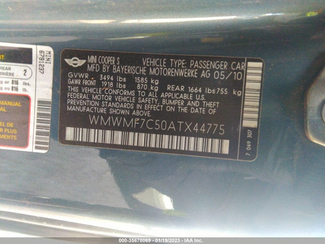 WMWMF7C50ATX44775 Mini COOPER HARDTOP