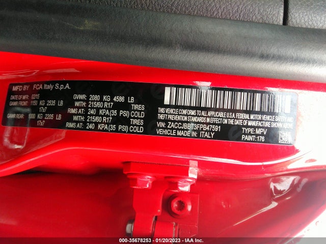 2015 Jeep Renegade, VIN: ZACCJBBT3FPB47591