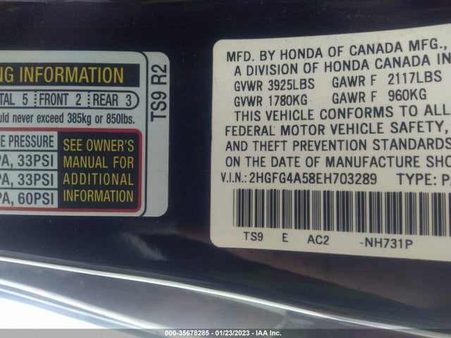Honda CIVIC COUPE 2014 2HGFG4A58EH703289 Image 9
