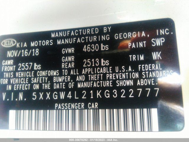 5XXGW4L21KG322777 KIA OPTIMA SX
