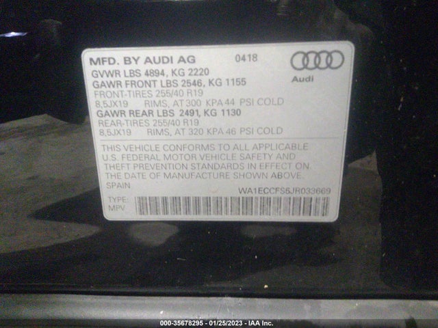 WA1ECCFS5JR033669 Audi Q3 Premium/sport Premium