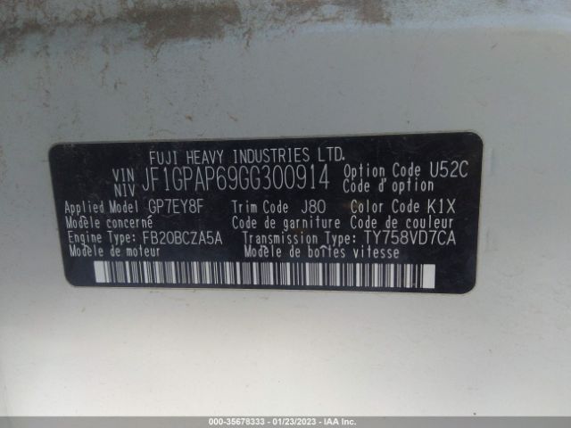 JF1GPAP69GG300914 Subaru Impreza Wagon 2.0i Sport Premium