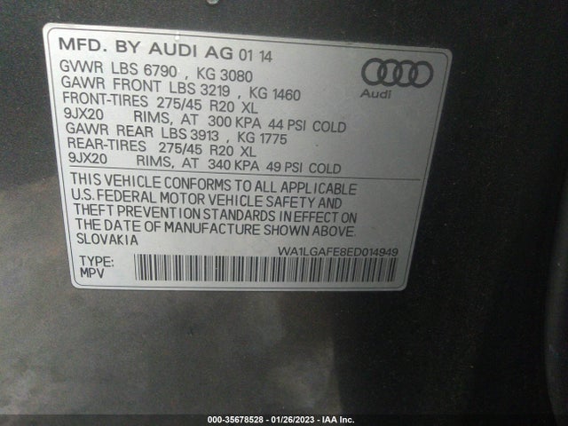 WA1LGAFE8ED014949 Audi Q7 3.0t Premium Plus