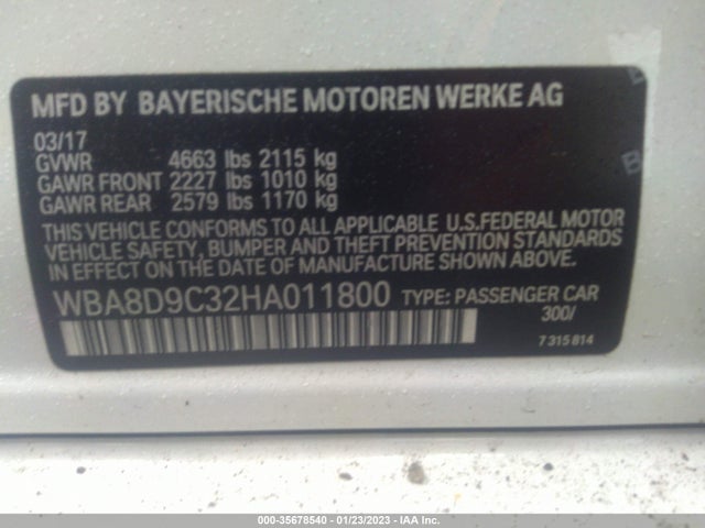 BMW 3 Series 330i Xdrive 2017 WBA8D9C32HA011800 Image 10