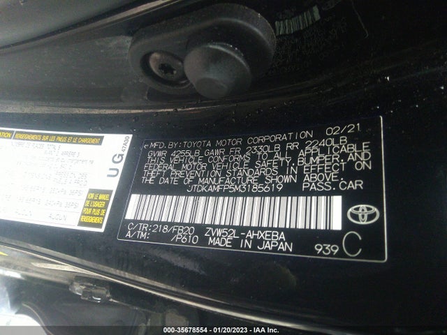 2021 Toyota Prius, VIN: JTDKAMFP5M3185619