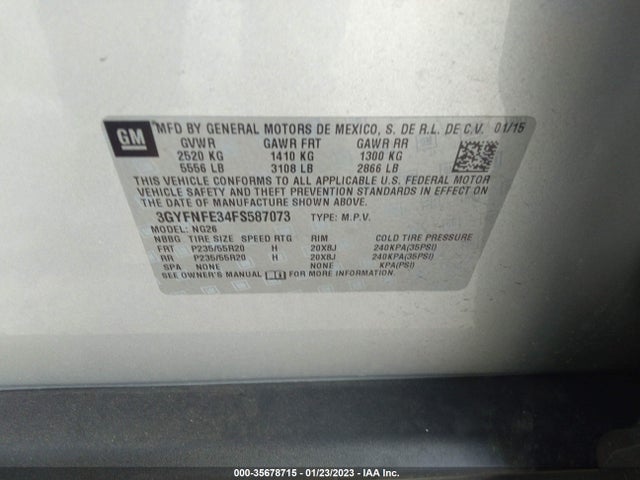 2015 Cadillac SRX, VIN: 3GYFNFE34FS587073