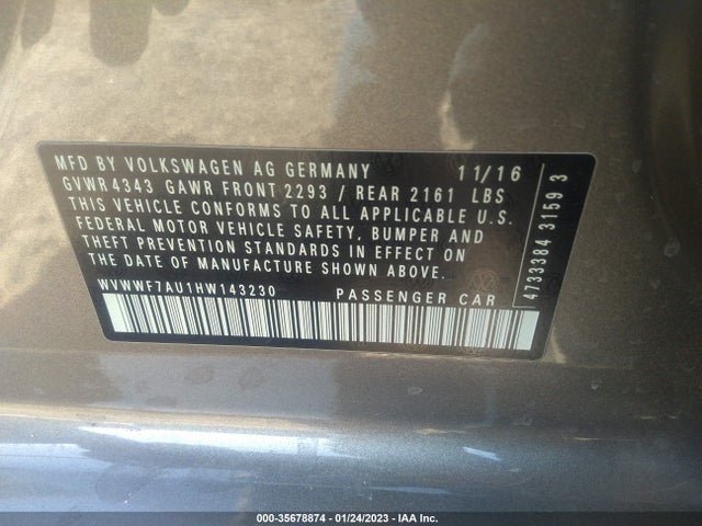 2017 Volkswagen Golf R, VIN: WVWWF7AU1HW143230