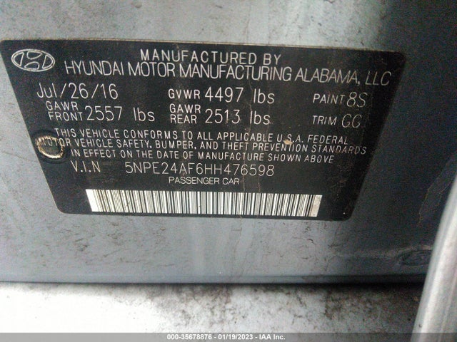 Hyundai Sonata 2.4l 2017 5NPE24AF6HH476598 Image 10