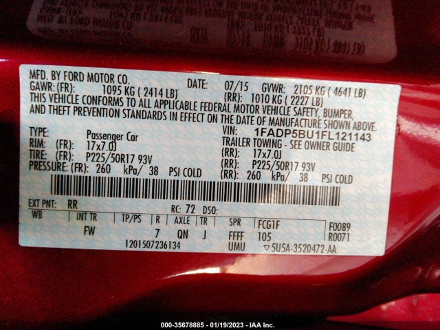 2015 Ford C-Max, VIN: 1FADP5BU1FL121143