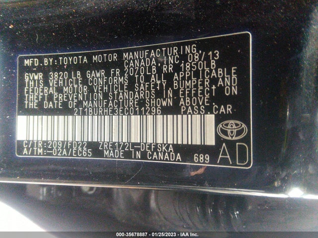Toyota Corolla L/le/s/s Plus/le Plus 2014 2T1BURHE3EC011296 Image 11