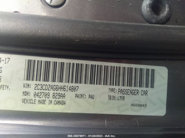 2C3CDZAG6HH614807 Dodge Challenger Sxt