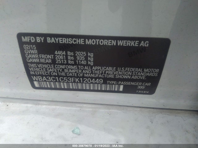 BMW 3 Series 328i 2015 WBA3C1C53FK120449 Image 9