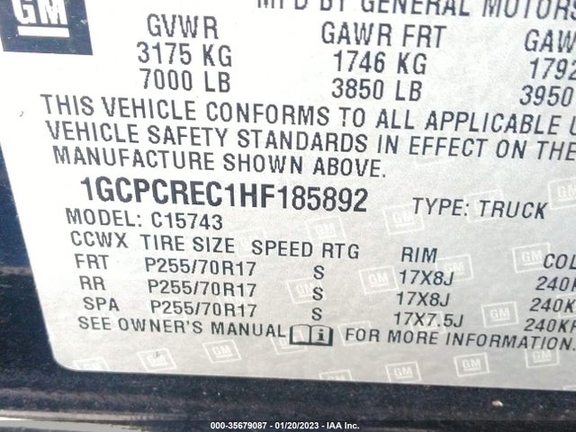 Chevrolet Silverado 1500 Lt 2017 1GCPCREC1HF185892 Image 9