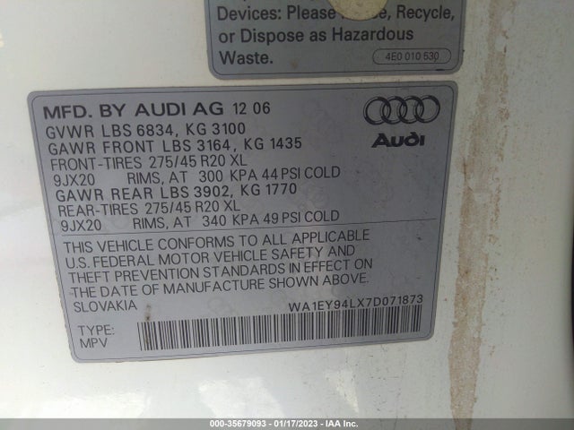 WA1EY94LX7D071873 Audi Q7 PREMIUM