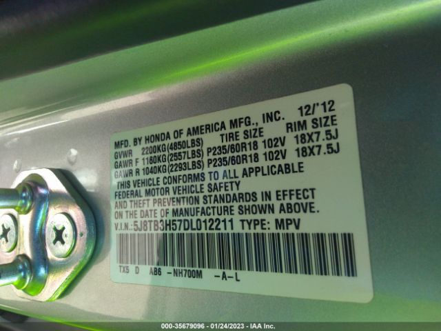 5J8TB3H57DL012211 Acura Rdx Tech Pkg