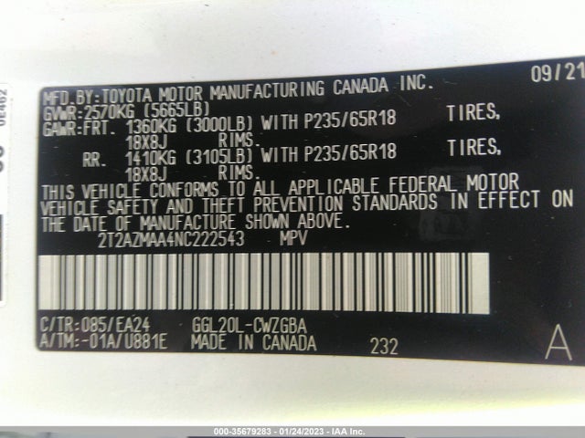 2022 Lexus RX, VIN: 2T2AZMAA4NC222543