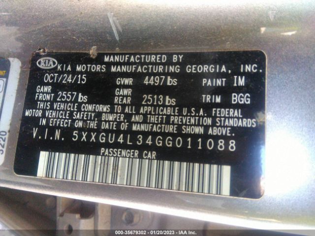 5XXGU4L34GG011088 KIA OPTIMA EX