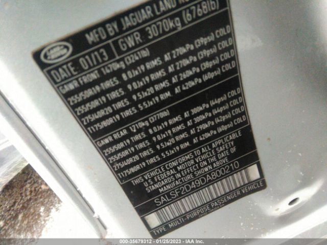 SALSF2D49DA800210 Land Rover Range Rover Sport Hse