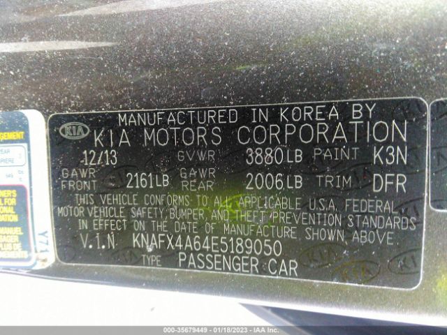 KNAFX4A64E5189050 KIA FORTE LX