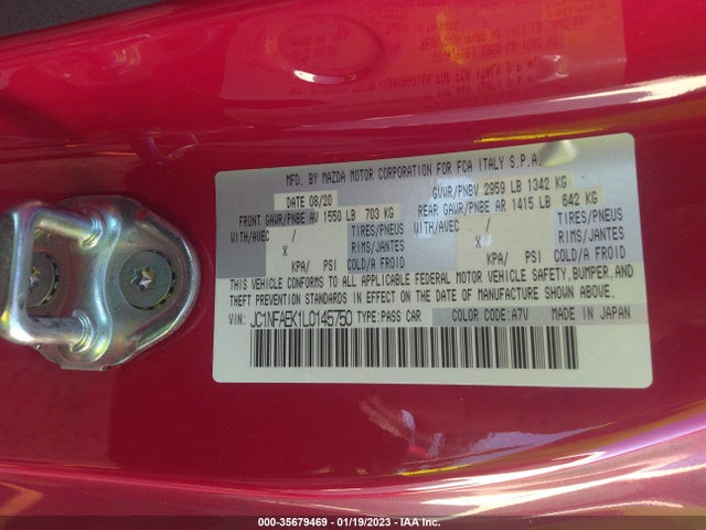 2020 Fiat 124 Spider, VIN: JC1NFAEK1L0145750