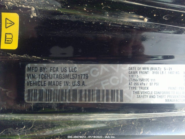 Jeep Gladiator Willys 2021 1C6HJTAG3ML571779 Image 9