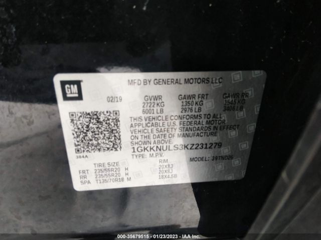 1GKKNULS3KZ231279 GMC ACADIA SLT