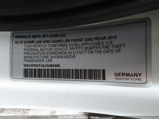 2018 Audi A4, VIN: WAUENAF42JA080496