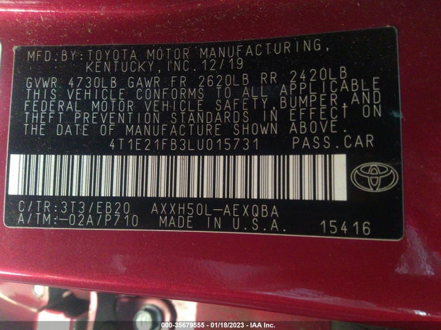 2020 Toyota Avalon, VIN: 4T1E21FB3LU015731