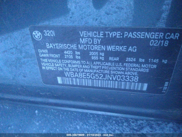 BMW 3 Series 320i Xdrive 2018 WBA8E5G52JNV03338 Image 10