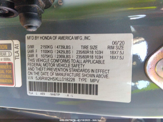 Honda CR-V EX 2020 5J6RW2H5XLL018228 Image 9