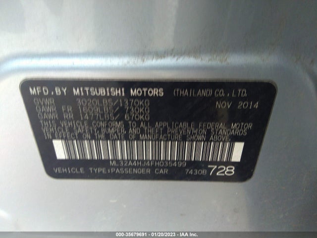 ML32A4HJ4FH035499 Mitsubishi Mirage Es/rf