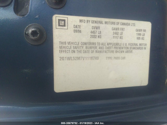 1997 CHEVROLET LUMINA VIN: 2G1WL52M7V1116749