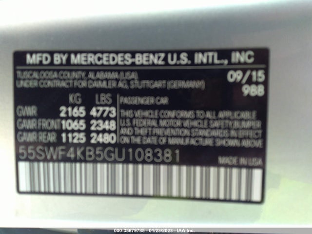 2016 Mercedes-benz C-class C 300 მანქანა იყიდება აუქციონზე, vin: 55SWF4KB5GU108381, აუქციონის ნომერი: 35679785