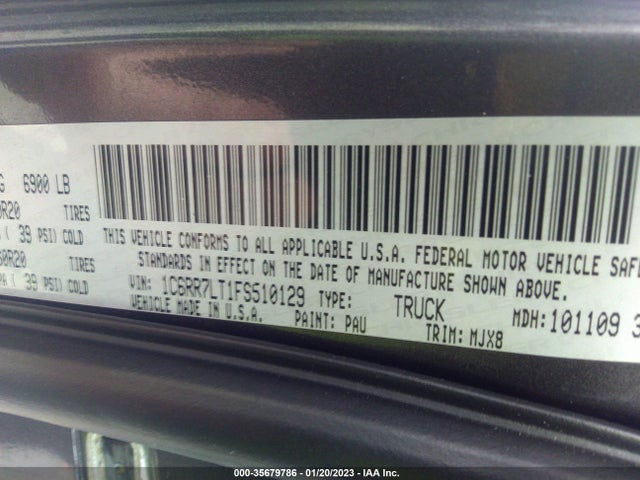 2015 RAM 1500 BIG HORN VIN: 1C6RR7LT1FS510129
