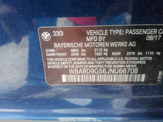 BMW 3 Series 330i Xdrive 2018 WBA8D9G56JNU66708 Image 10