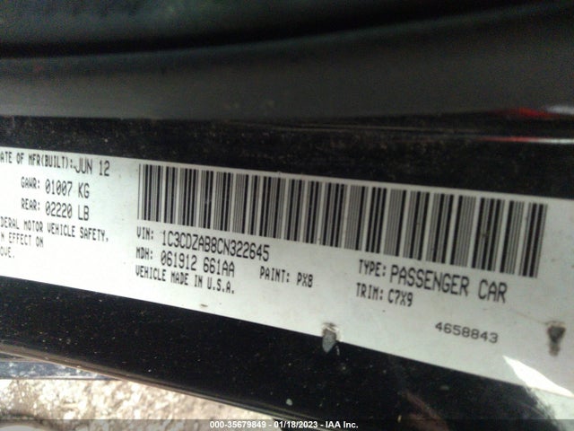 Dodge AVENGER SE 2012 1C3CDZAB8CN322645 Image 9