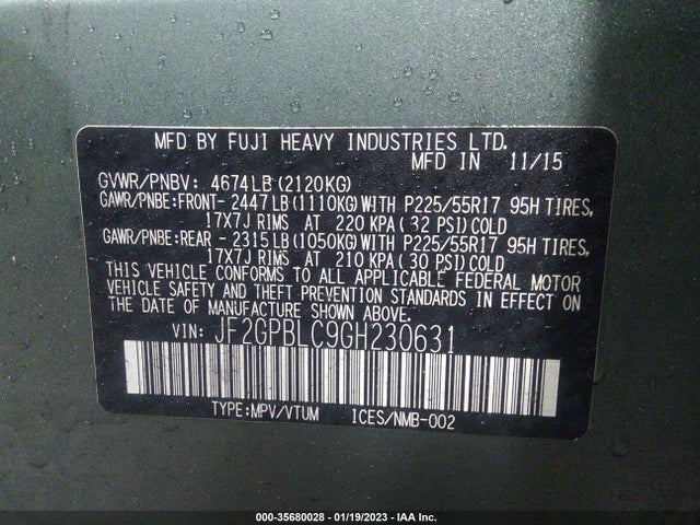 2016 Subaru Crosstrek, VIN: JF2GPBLC9GH230631