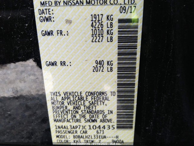 2018 Nissan Altima, VIN: 1N4AL3AP7JC104435