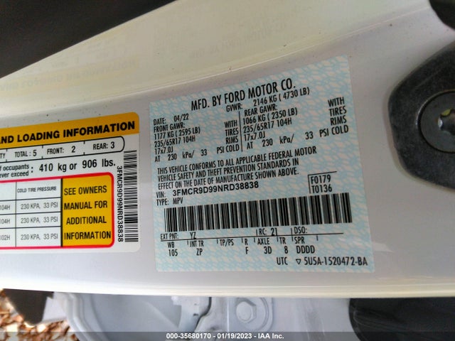 2022 Ford Bronco, VIN: 3FMCR9D99NRD38838