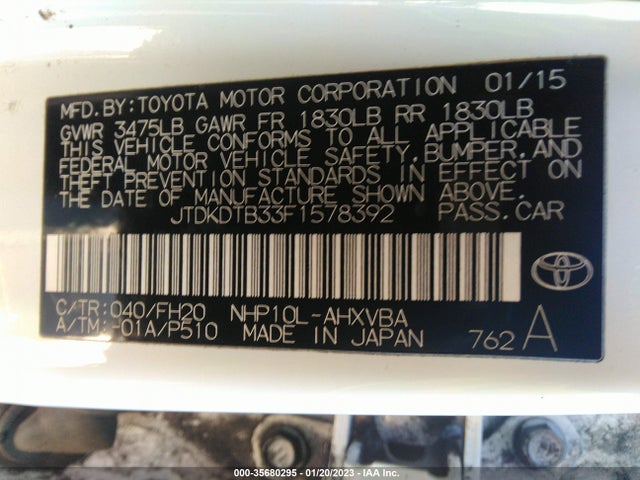 2015 Toyota Prius, VIN: JTDKDTB33F1578392