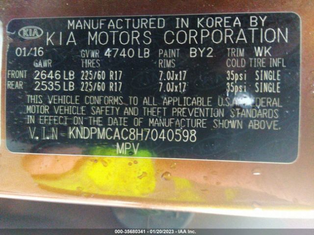 KNDPMCAC8H7040598 KIA Sportage Lx