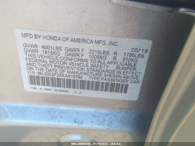 2019 Acura ILX, VIN: 19UDE2F3XKA010792