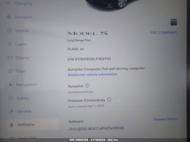Tesla Model S Long Range 2020 5YJSA1E20LF402743 Image 7