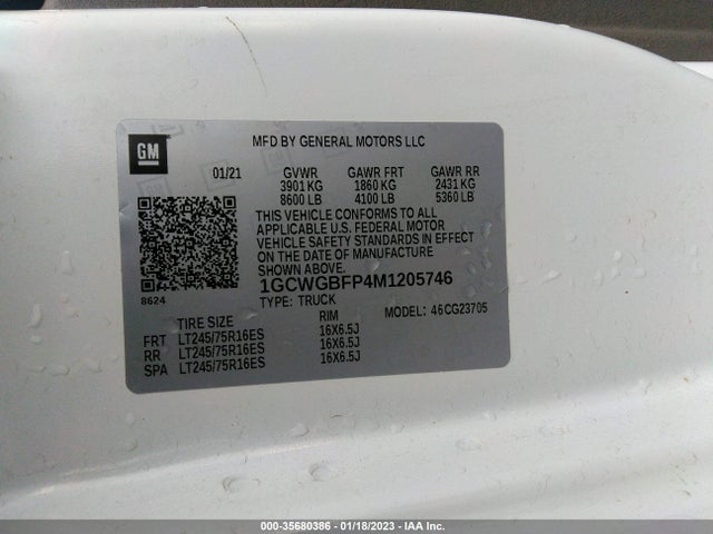2021 Chevrolet Express, VIN: 1GCWGBFP4M1205746