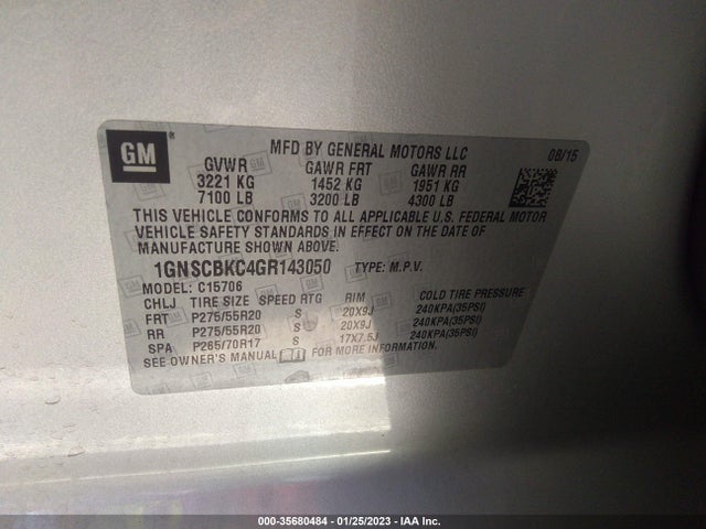 Chevrolet Tahoe Lt 2016 1GNSCBKC4GR143050 Image 9