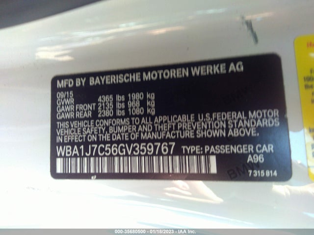 2016 BMW 2 SERIES M235I VIN: WBA1J7C56GV359767