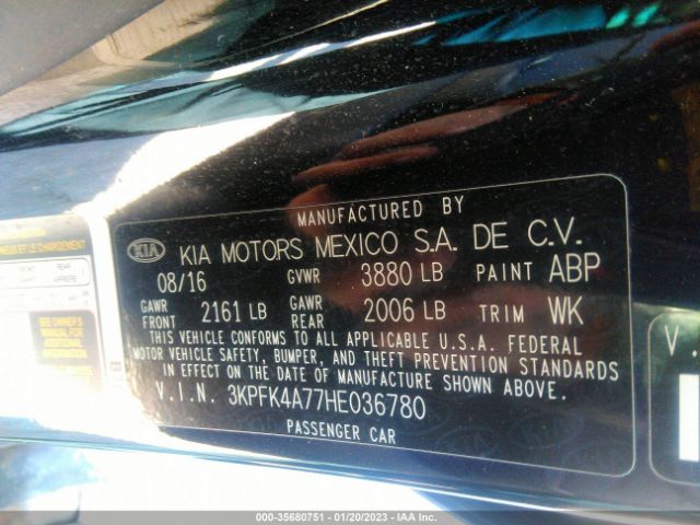 3KPFK4A77HE036780 KIA FORTE LX