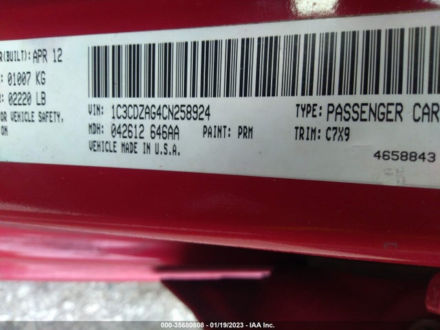 Dodge AVENGER SE 2012 1C3CDZAG4CN258924 Image 10