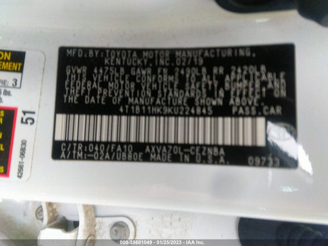 2019 Toyota Camry, VIN: 4T1B11HK9KU224845